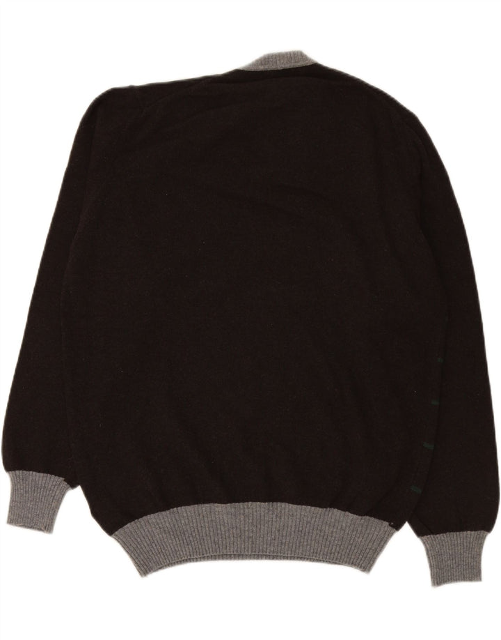 ZARA Mens V-Neck Jumper Sweater XL Grey Striped Wool Vintage Zara and Second-Hand Zara from Messina Hembry 