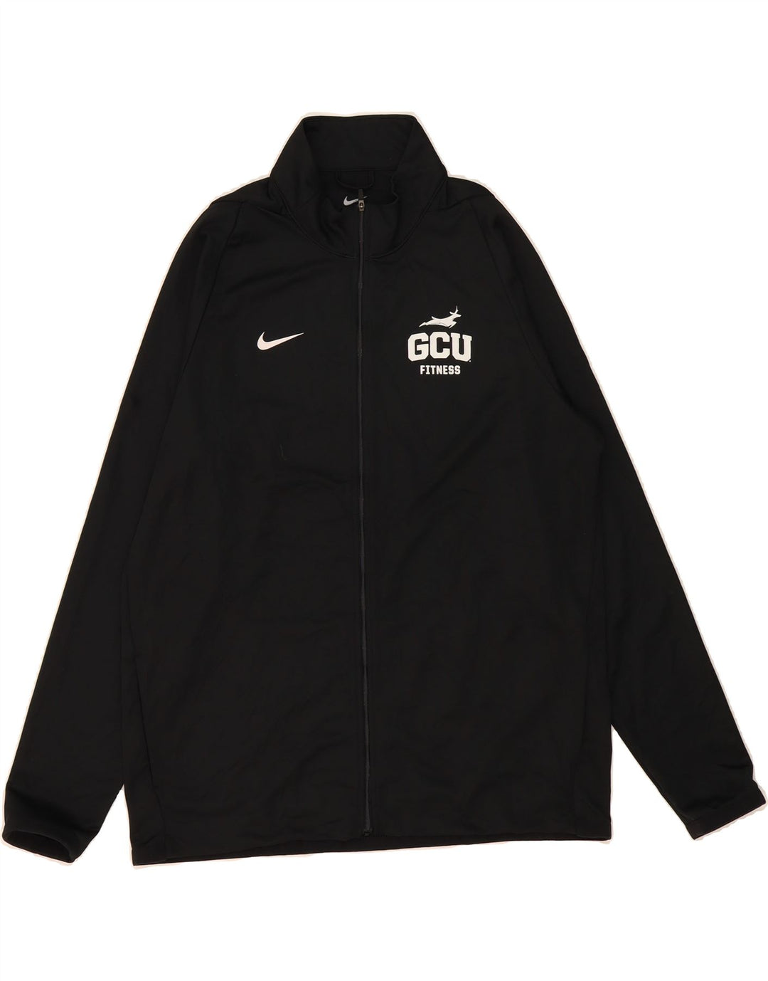 NIKE Mens Dri Fit Graphic Tracksuit Top Jacket Large Black Polyester Vintage Nike and Second-Hand Nike from Messina Hembry 