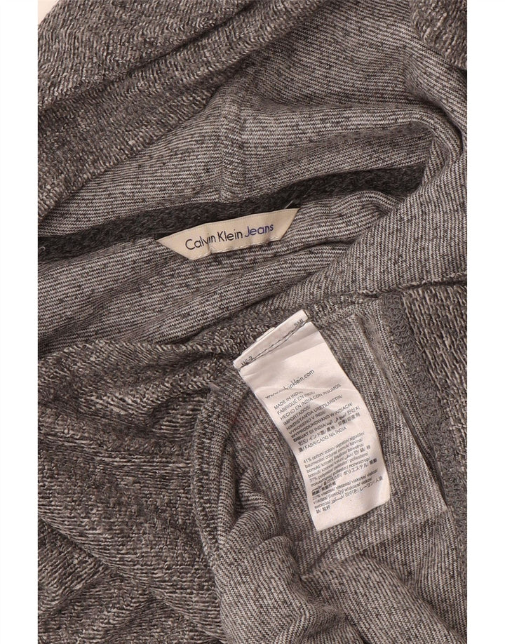 CALVIN KLEIN JEANS Γυναικείο μπλουζάκι με κουκούλα UK 14 μεσαίο γκρι βαμβάκι