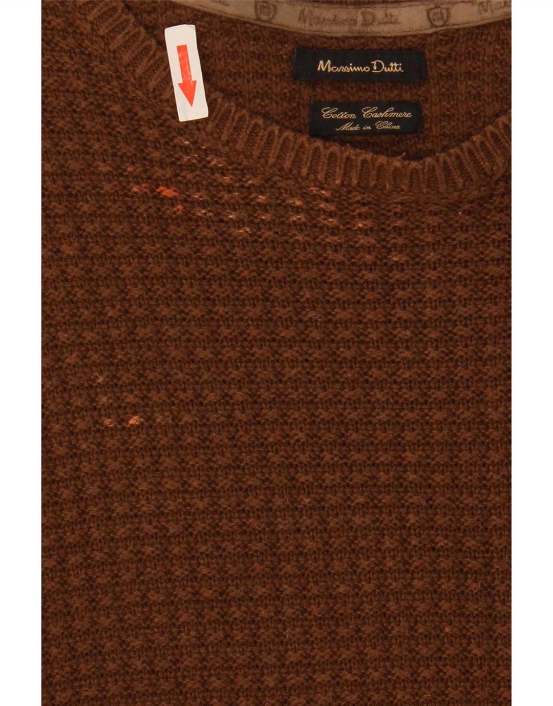 Ανδρικό πουλόβερ Massimo Dutti Crew Neck Jumper XL Καφέ βαμβακερό