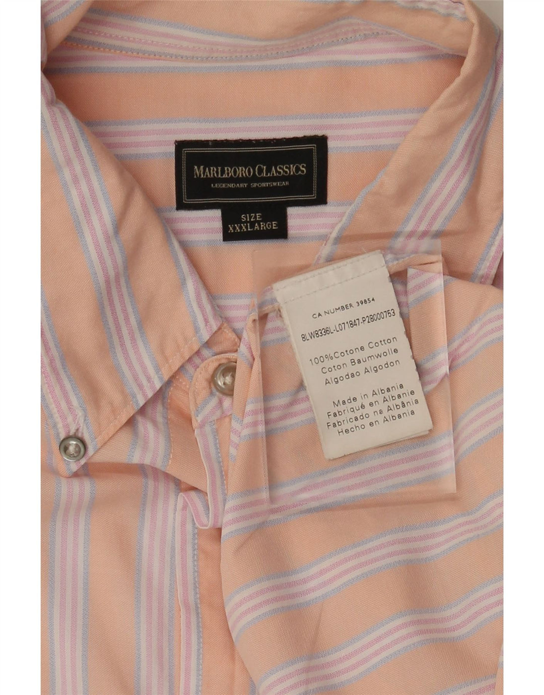 Ανδρικό κοντομάνικο πουκάμισο Marlboro Classics 3XL Ροζ βαμβακερό ριγέ