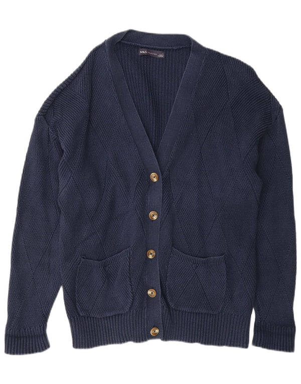 Marks & Spencer Γυναικείο πουλόβερ ζακέτα UK 16 Large Navy Blue από βαμβάκι