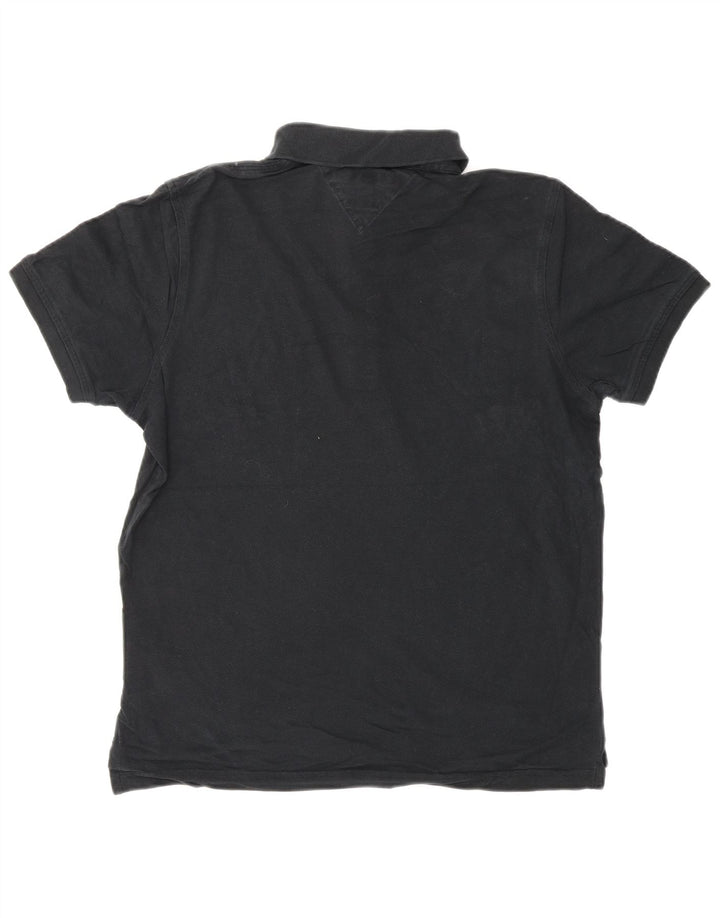 TOMMY HILFIGER Ανδρικό πουκάμισο Polo Slim Fit, μεσαίο μαύρο βαμβακερό