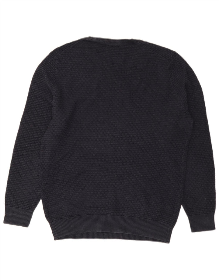 Ανδρικό πουλόβερ Massimo Dutti Crew Neck Jumper Μικρό Navy Blue από βαμβάκι