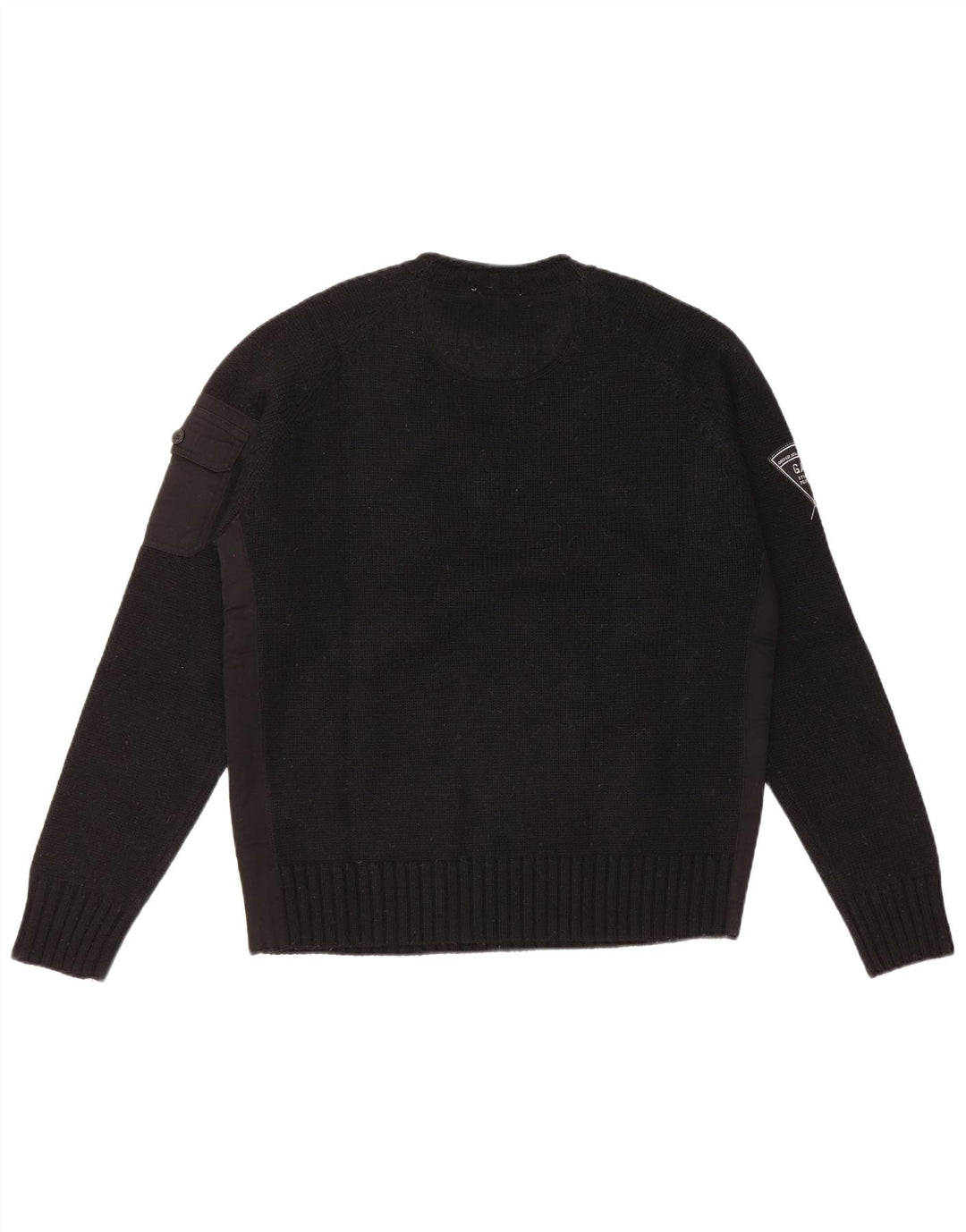 Πουλόβερ Gas Mens Crew Neck Jumper Μαύρο μεγάλο μάλλινο