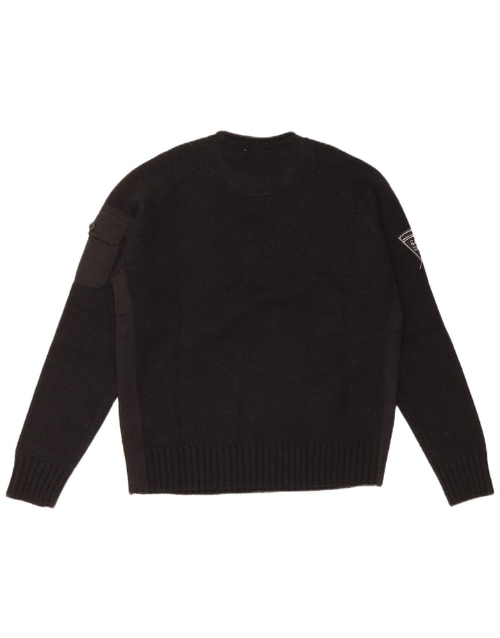 Πουλόβερ Gas Mens Crew Neck Jumper Μαύρο μεγάλο μάλλινο