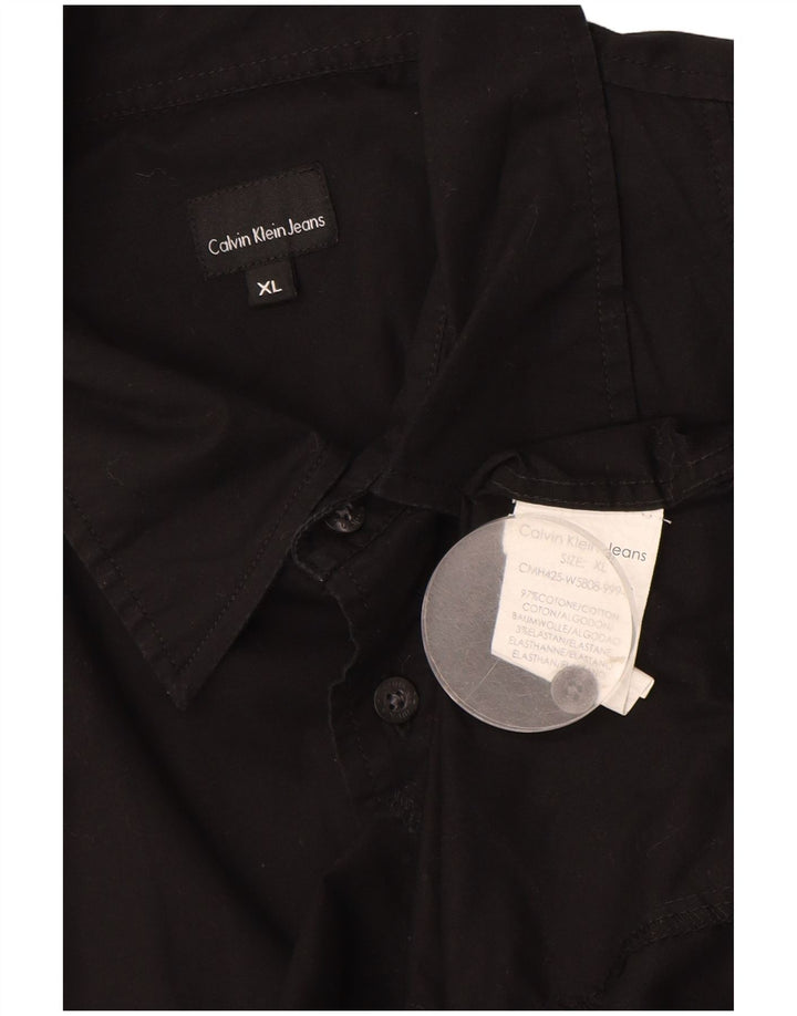 Ανδρικό κοντομάνικο πουκάμισο CALVIN KLEIN JEANS XL Μαύρο βαμβακερό