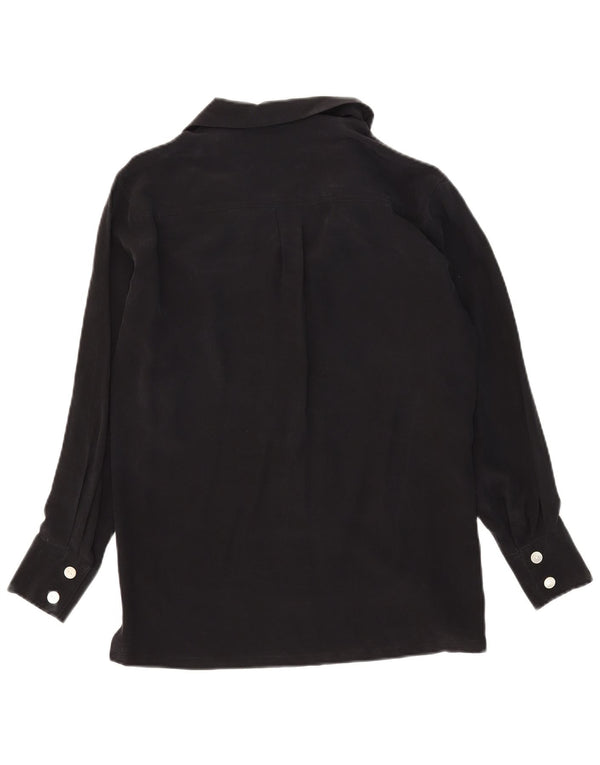 Spazio Γυναικείο πουκάμισο Oversized Μπλούζα UK 10 Small Black Silk