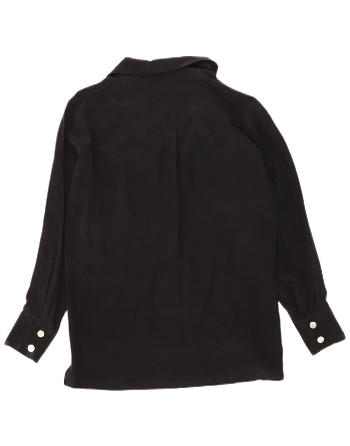 Spazio Γυναικείο πουκάμισο Oversized Μπλούζα UK 10 Small Black Silk