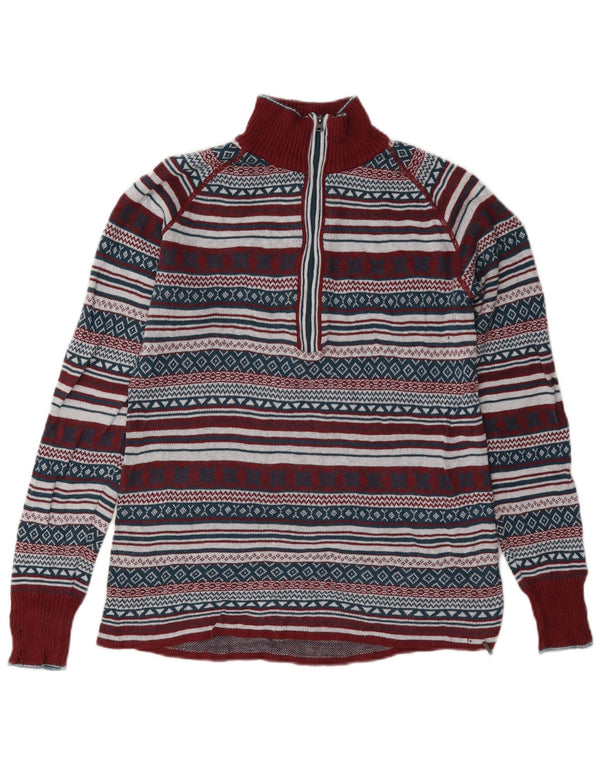 Γυναικείο πουλόβερ με φερμουάρ Eddie Bauer UK 10 Small Burgundy Fair Isle