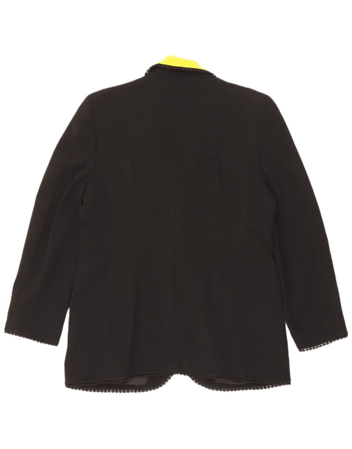 Vintage γυναικείο σακάκι 1 κουμπιού blazer UK 14 μεγάλο μαύρο χρώμα οξικό