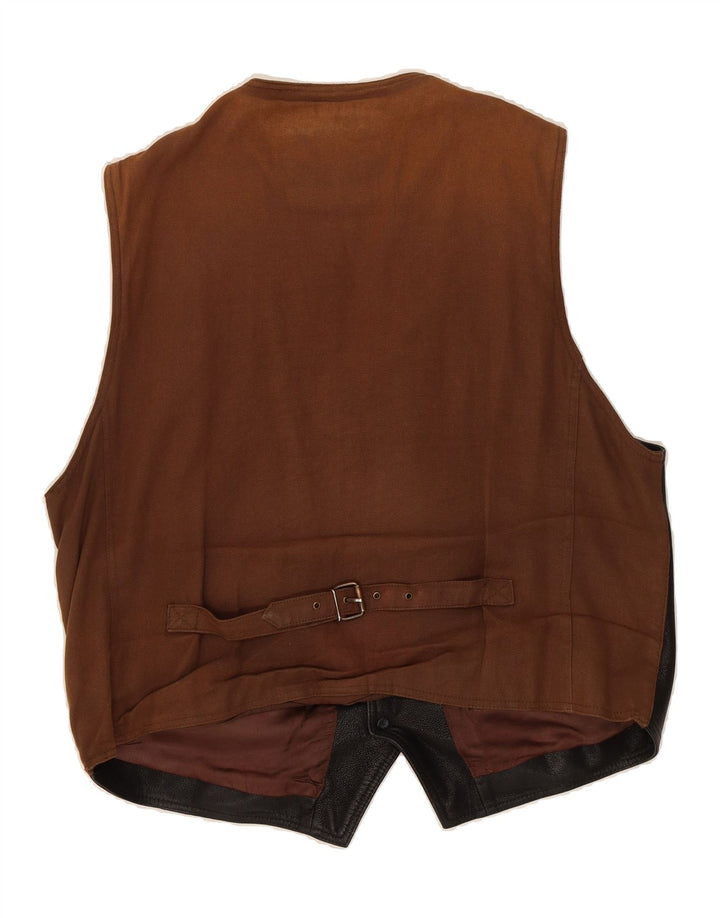 MILESTONE Mens Leather Waistcoat Medium Black Vintage Milestone and Second-Hand Milestone from Messina Hembry 