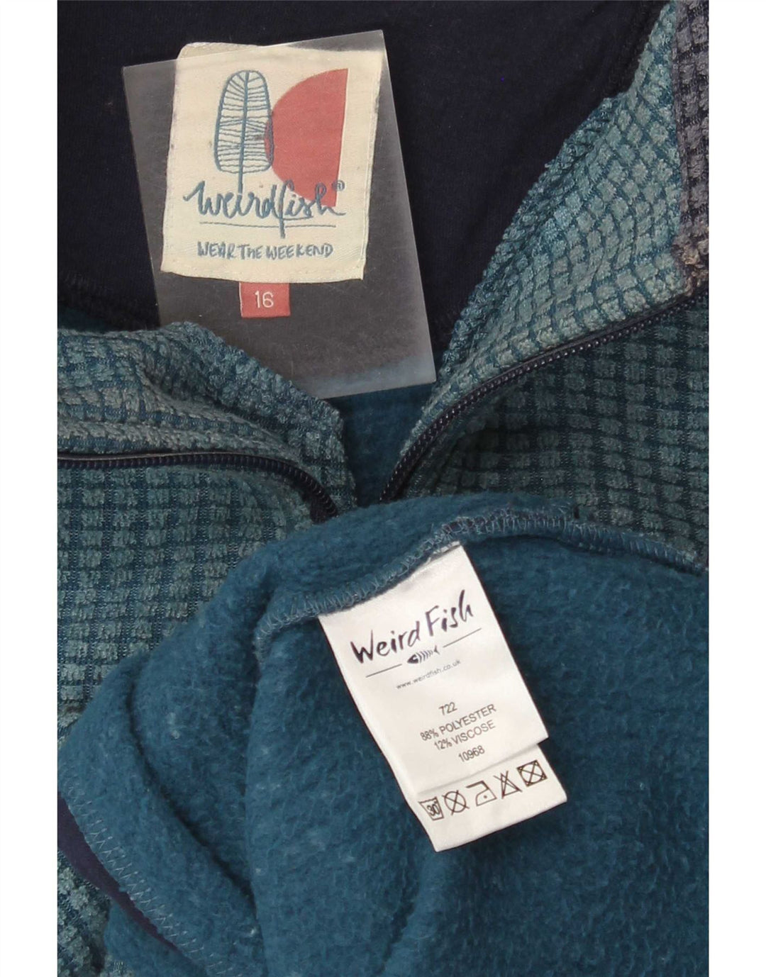 Weird Fish γυναικείο φερμουάρ Fleece Jumper UK 16 Large Blue Polyester