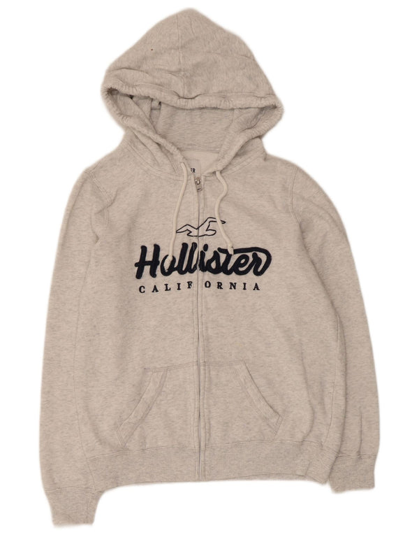Hollister Γυναικείο πουλόβερ με κουκούλα με φερμουάρ UK 14 μεσαίο βαμβακερό γκρι
