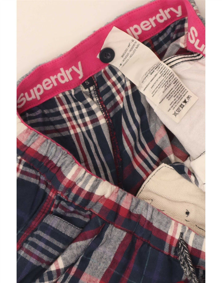 Γυναικείο Hot Παντελόνι Superdry Small W28 Navy Blue καρό βαμβακερό