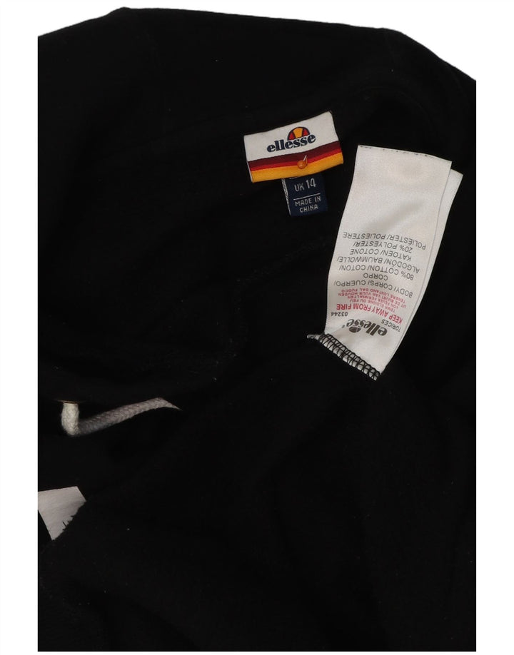 ELLESSE Γυναικείο Γραφικό Hoodie Jumper UK 14 Μεσαίο μαύρο βαμβακερό