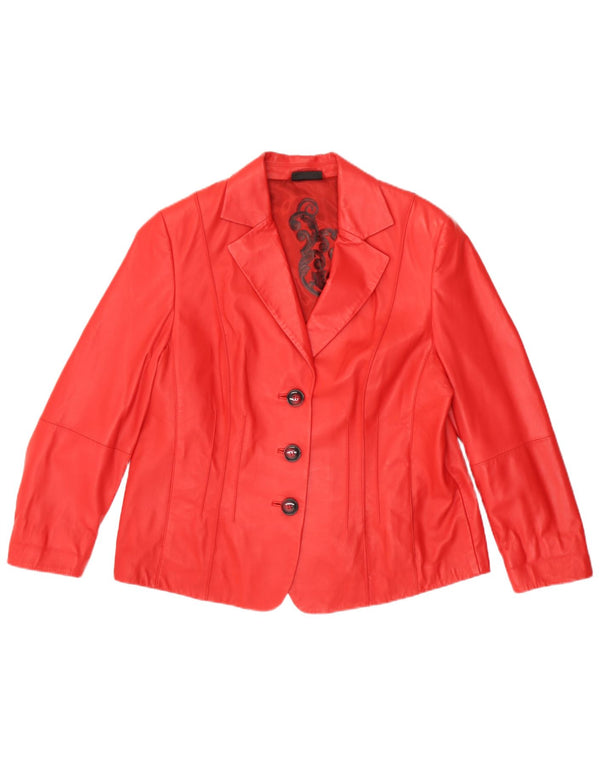 Gerry Weber Γυναικείο δερμάτινο σακάκι με 3 κουμπιά UK 20 2XL Κόκκινο Δερμάτινο