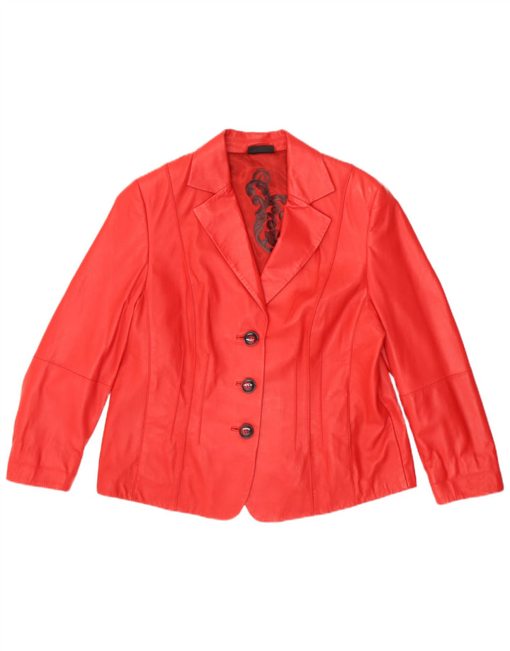 Gerry Weber Γυναικείο δερμάτινο σακάκι με 3 κουμπιά UK 20 2XL Κόκκινο Δερμάτινο