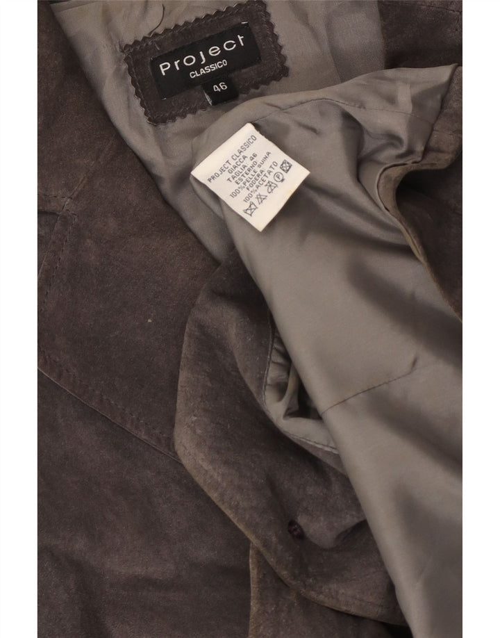 Project Womens 2 Button Suede Blazer Jacket IT 46 Large Grey Leather