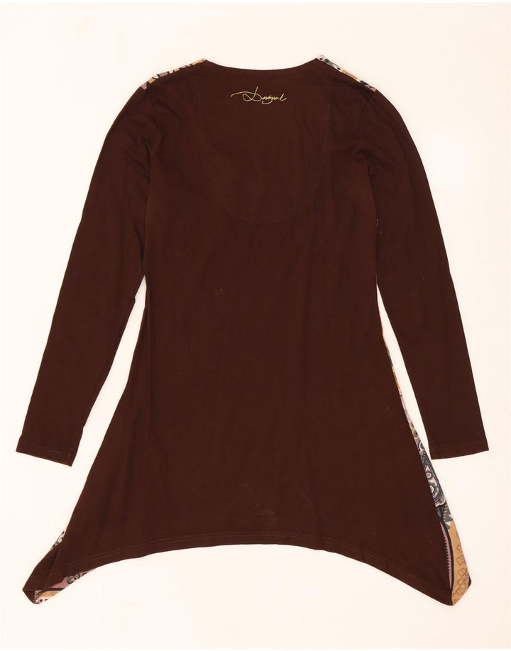 DESIGUAL Γυναικείο γραφικό ασύμμετρο τουνίκ φόρεμα UK 10 Μικρό καφέ φλοράλ