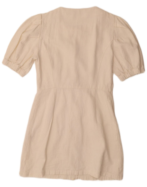 Zara Γυναικείο κοντομάνικο πουκάμισο UK 10 Small White βαμβακερό