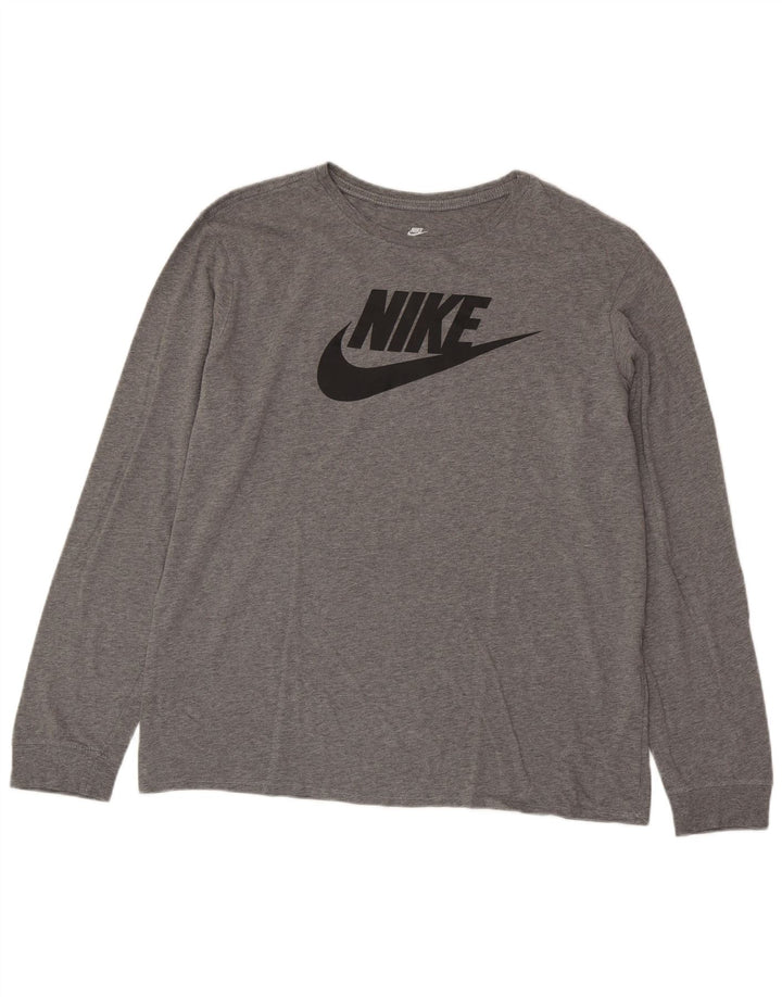Ανδρική NIKE Αθλητική κοπή με γραφικό μακρυμάνικο μπλουζάκι XL με γκρι όψη