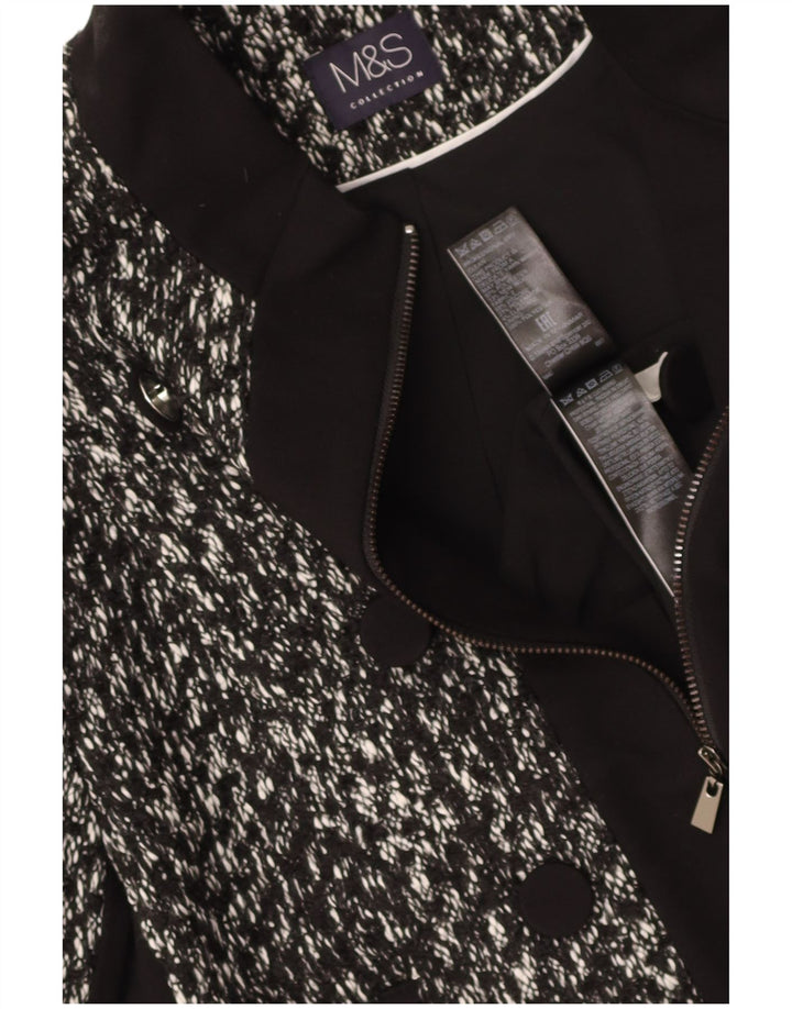 MARKS & SPENCER Womens Crop Blazer Jacket UK 12 Medium Black Flecked