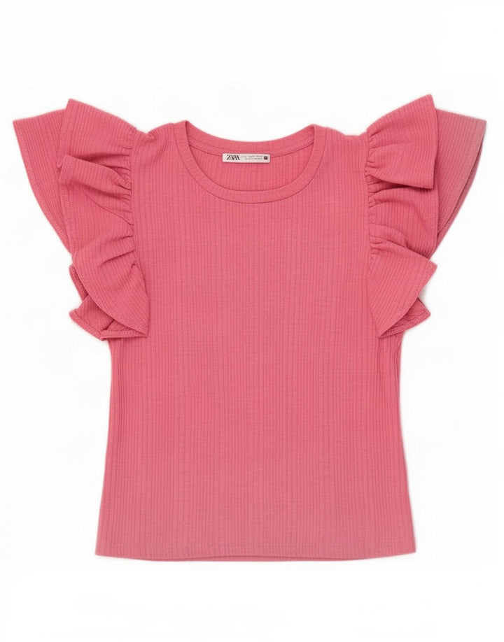 Zara Γυναικεία Μπλούζα Crop Top UK 8 Small Pink