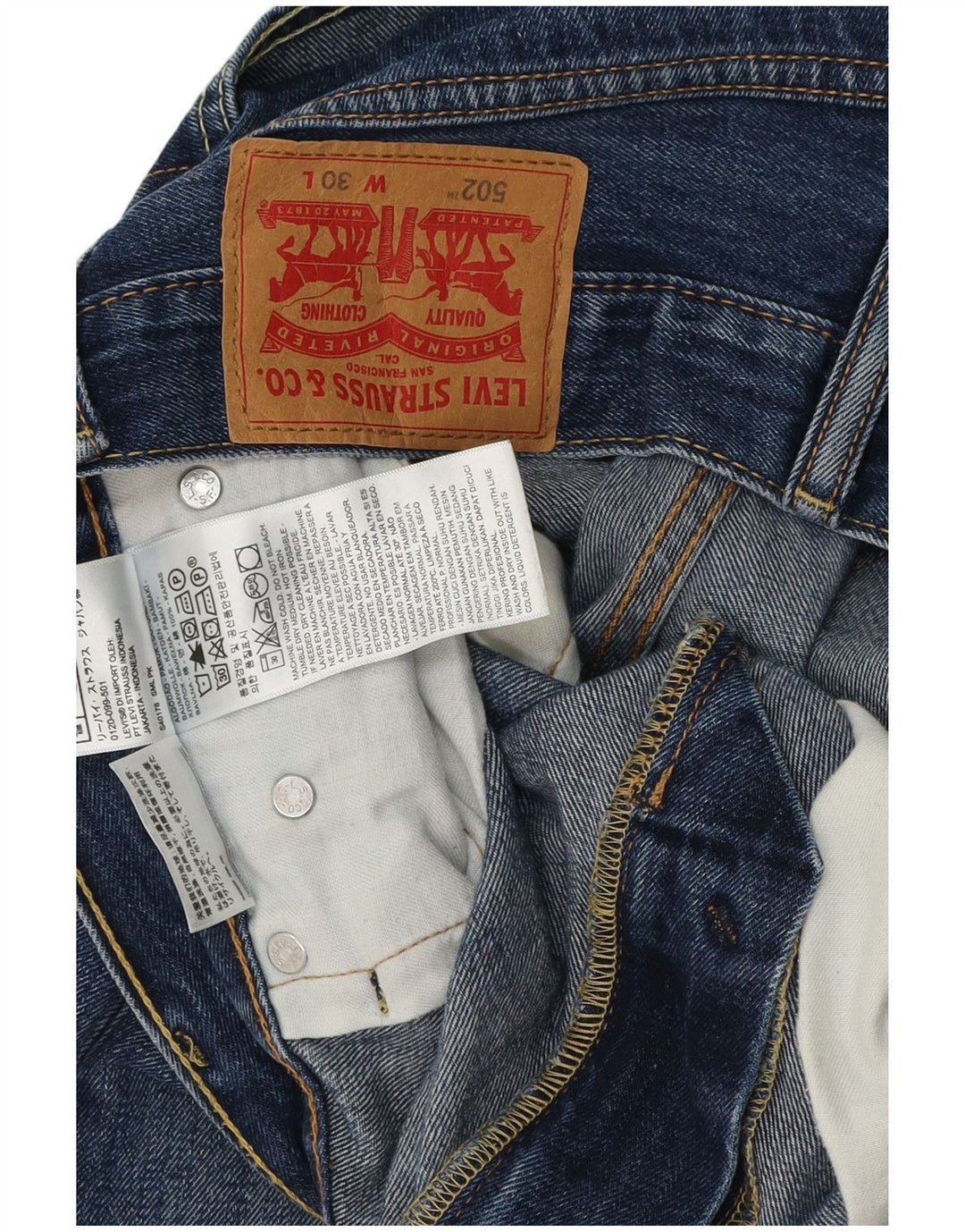 Ανδρικό σορτς LEVI'S 502 τζιν W30 Μεσαίο μπλε βαμβακερό