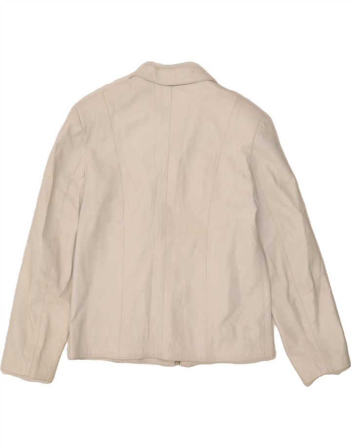 VINTAGE Womens Leather Jacket UK 14 Large White Leather Vintage Vintage and Second-Hand Vintage from Messina Hembry 