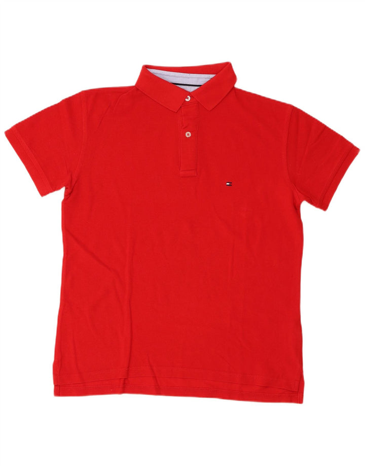 Ανδρικό μπλουζάκι πόλο Tommy Hilfiger, μεσαίο κόκκινο βαμβακερό
