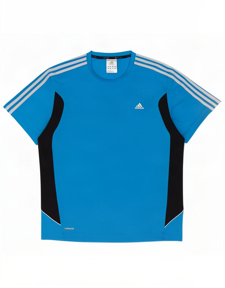 Adidas Ανδρικό T-Shirt Climalite Top Large Blue Colourblock Πολυεστέρας