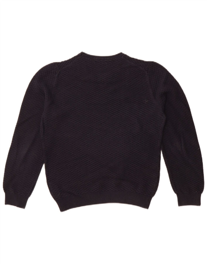 MASSIMO DUTTI Γυναικείο πουλόβερ με λαιμόκαυστο UK 10 Small Navy Blue Cotton