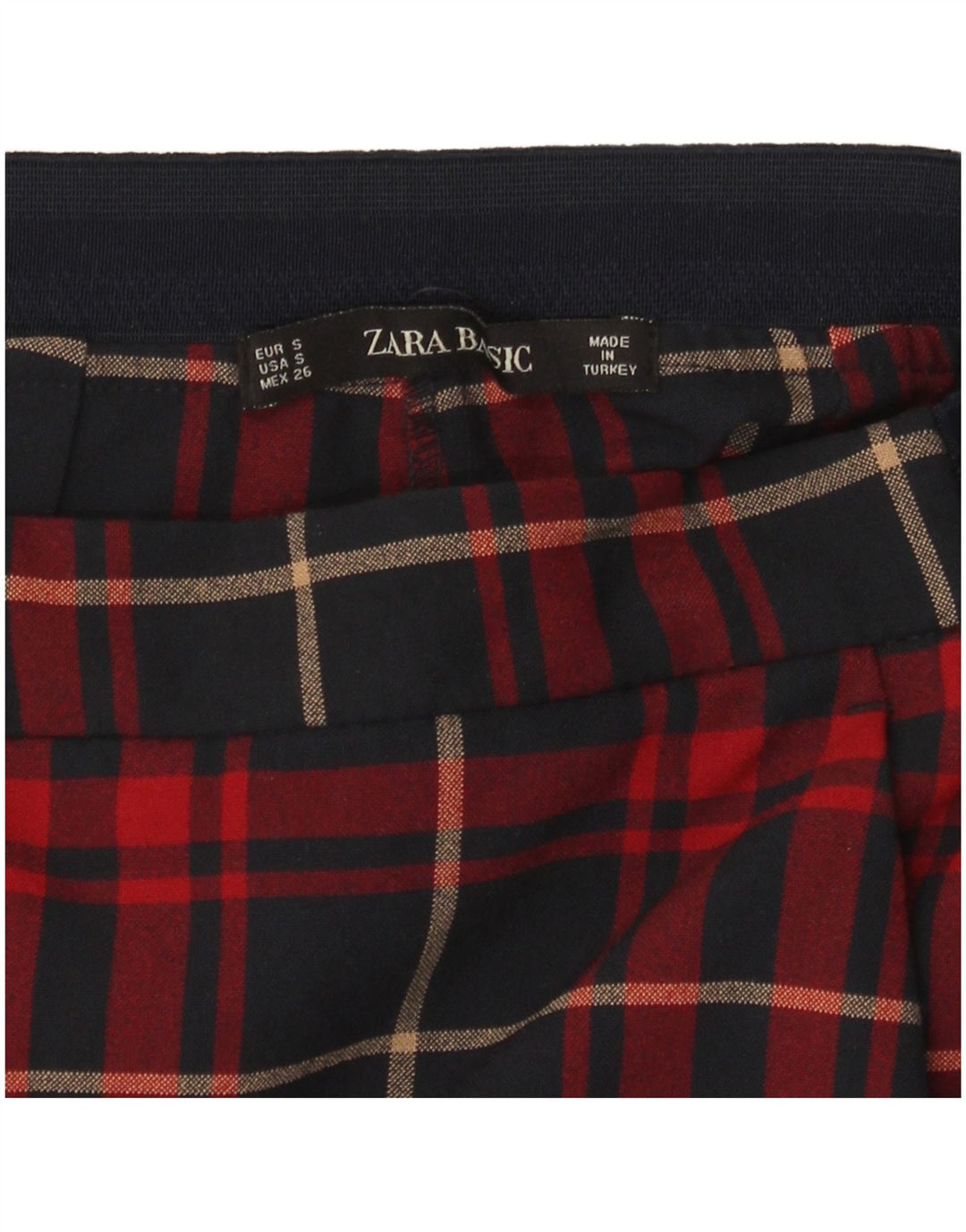 Zara Γυναικείο Slim Casual Παντελόνι Μικρό W26 L27 Κόκκινο καρό