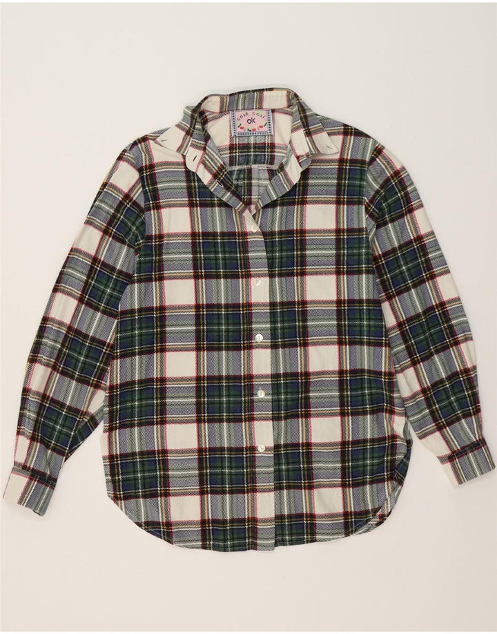 VINTAGE Womens Flannel Shirt UK 12 Medium Green Check Vintage Vintage and Second-Hand Vintage from Messina Hembry 