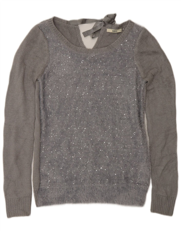 Γυναικείο πουλόβερ Oasis Boat Neck Jumper UK 10 Small Grey Polyamide