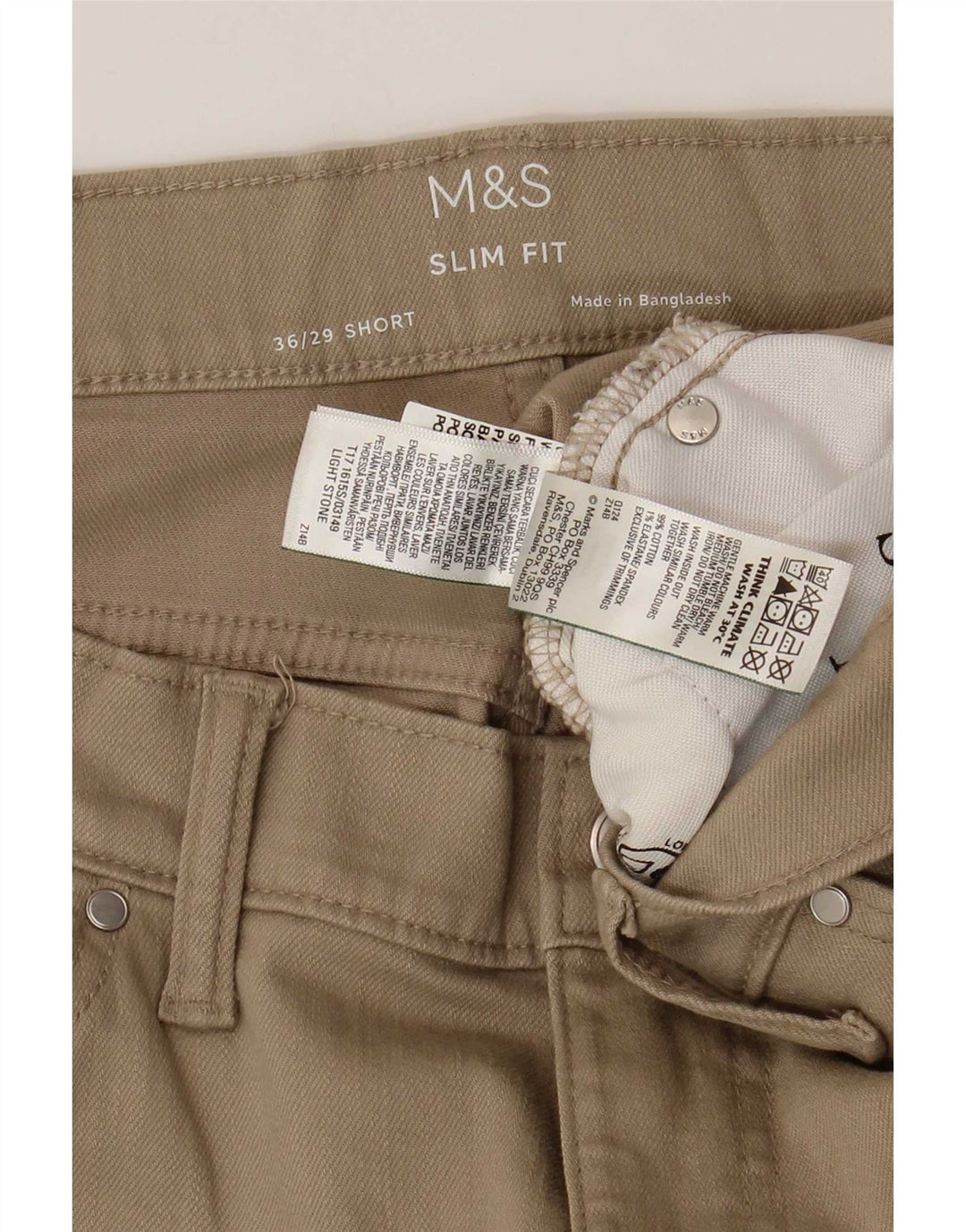Marks & Spencer Ανδρικό Slim Jeans W36 L29 Μπεζ βαμβακερό
