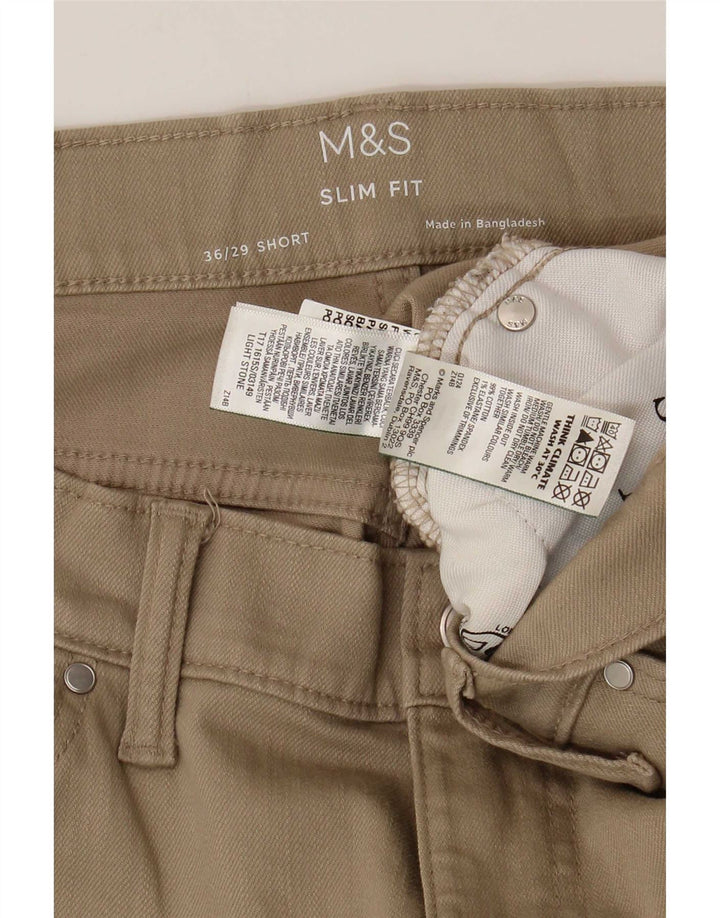 Marks & Spencer Ανδρικό Slim Jeans W36 L29 Μπεζ βαμβακερό