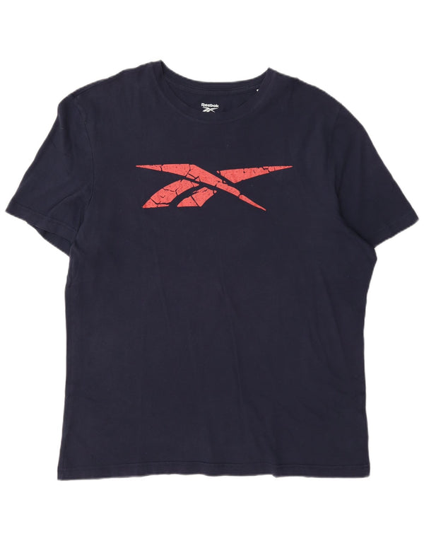 Ανδρικό γραφικό T-shirt Reebok Top XL Navy Blue Cotton