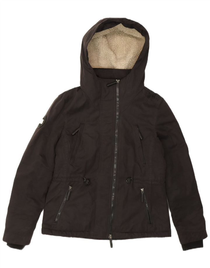 Γυναικείο μπουφάν SUPERDRY Windparka με κουκούλα αντιανεμικό UK 16 μεγάλο μαύρο