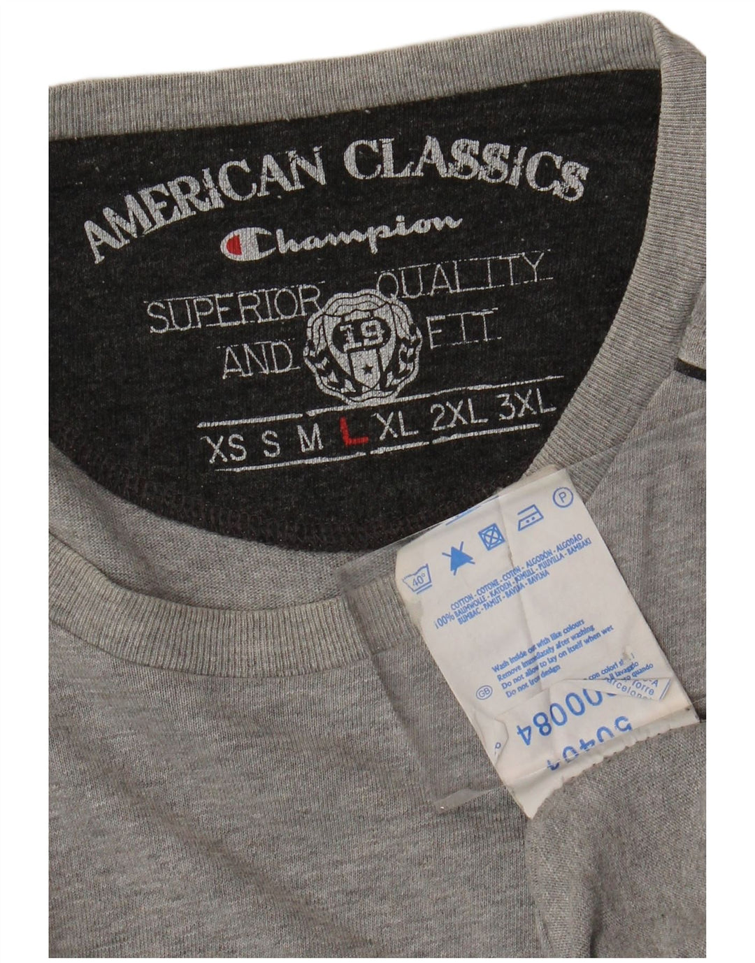 CHAMPION Ανδρικό τοπ μακρυμάνικο μεγάλο γκρι βαμβακερό