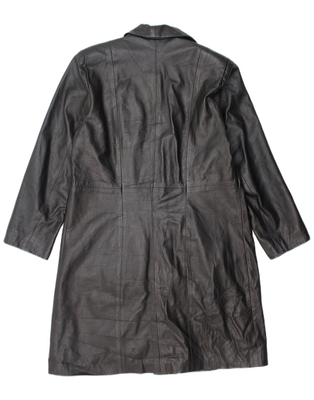 VINTAGE Γυναικείο Δερμάτινο Παλτό UK 18 XL Μαύρο Δερμάτινο