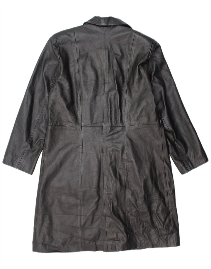 VINTAGE Γυναικείο Δερμάτινο Παλτό UK 18 XL Μαύρο Δερμάτινο