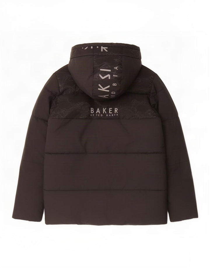 Ted Baker Boys γραφικό μπουφάν με κουκούλα με επένδυση 12-13 ετών μαύρο πολυεστέρα