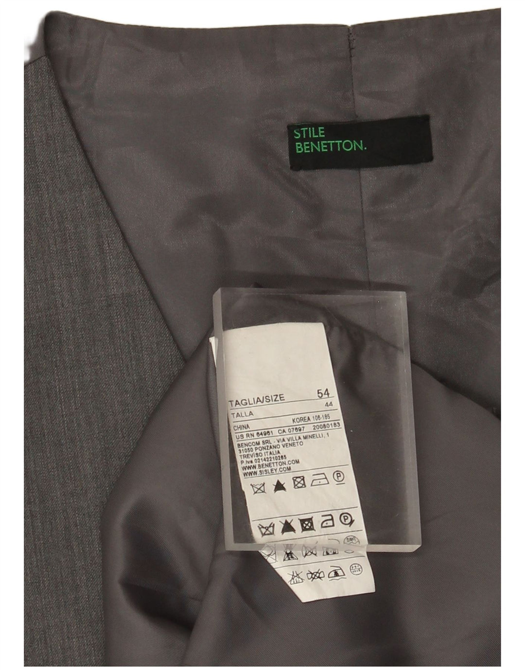 Ανδρικό γιλέκο Benetton IT 54 XL Γκρι μαλλί