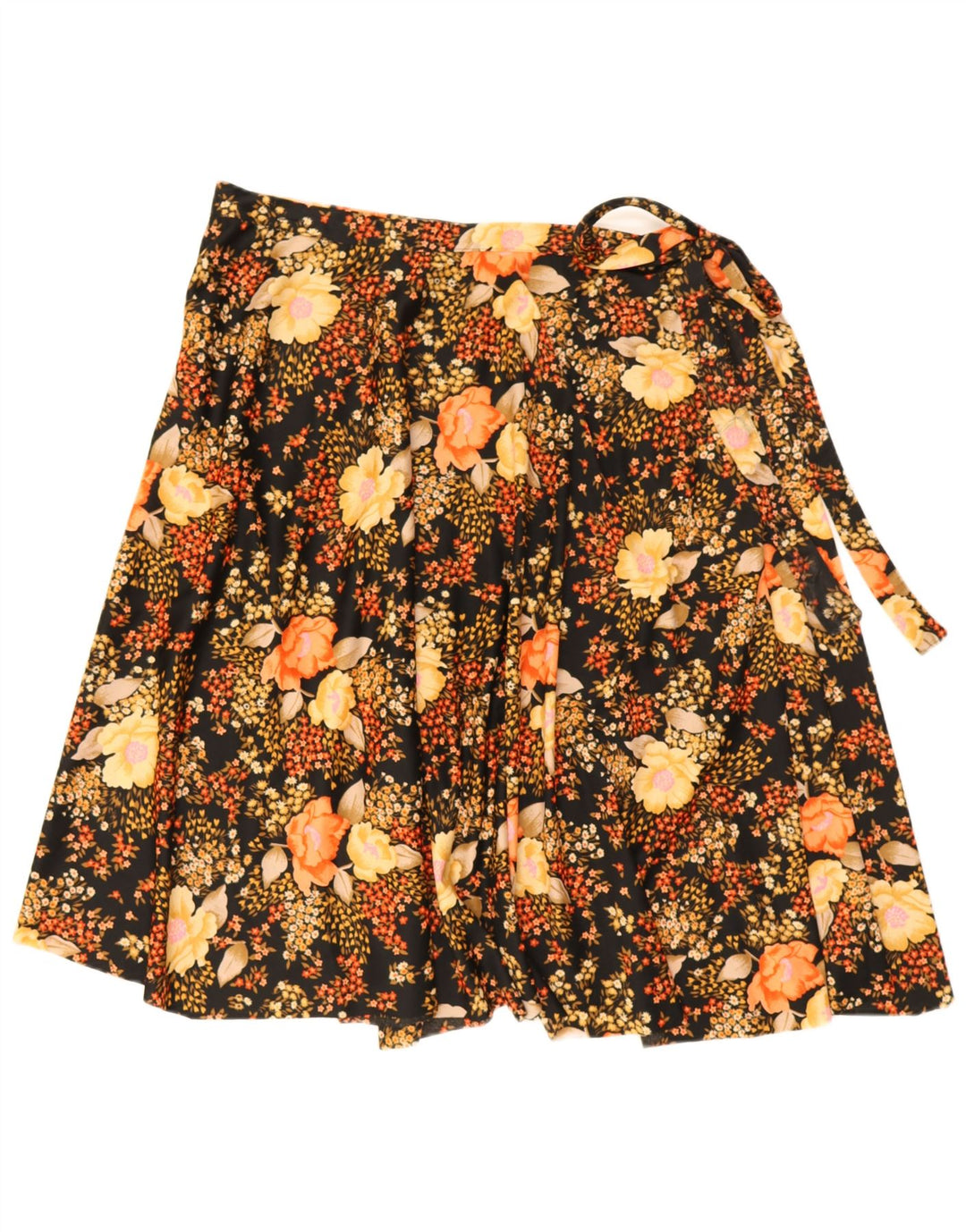 Vintage γυναικεία φούστα σε γραμμή Α W34 Large Black Floral Polyester