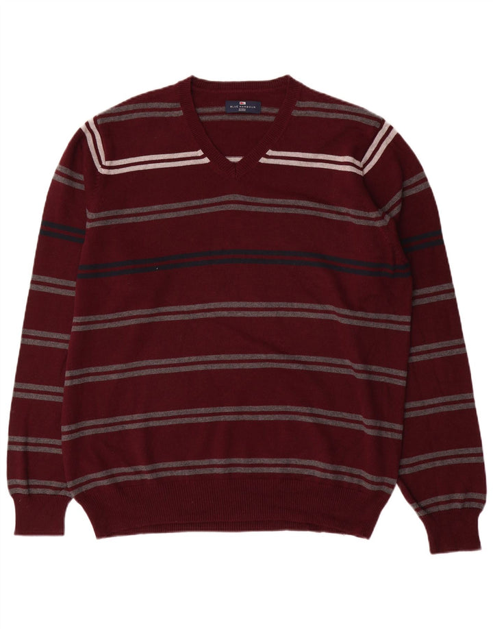 Ανδρικό πουλόβερ Marks & Spencer Blue Harbor με λαιμόκοψη με λαιμόκοψη μεγάλο μαρούν