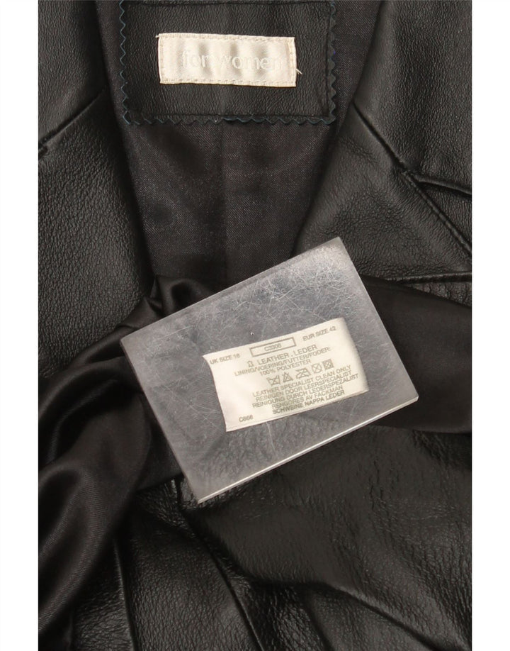 Vintage γυναικείο δερμάτινο παλτό UK 18 XL μαύρο δέρμα