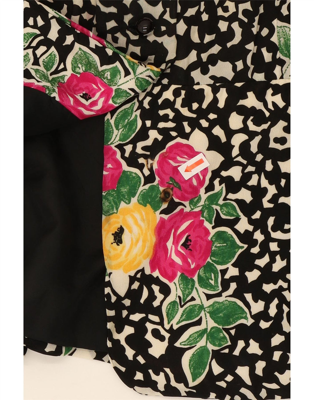 VINTAGE Womens Shirt Blouse UK 14 Medium Black Floral Vintage Vintage and Second-Hand Vintage from Messina Hembry 