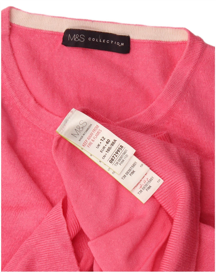Marks & Spencer Γυναικεία ζακέτα πουλόβερ UK 12 μεσαία ροζ βισκόζη